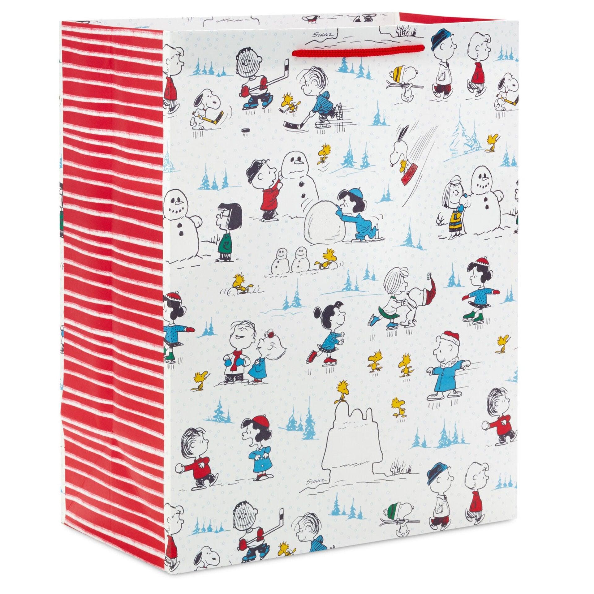 13" Peanuts® Gang Winter Fun Large Christmas Gift Bag