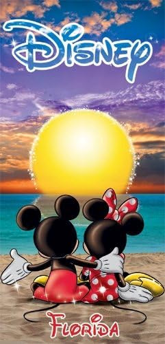 Disney Mickey Mouse Minnie Sunset Beach Towel 28x58 Spring Summer