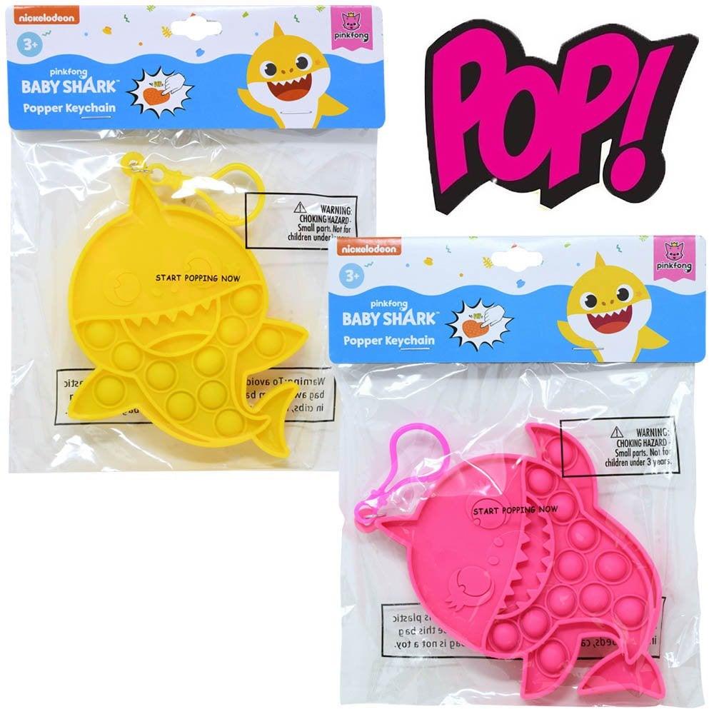 ( 2 Pack) Baby Shark Shaped Pop Fidget Keychain in Bag