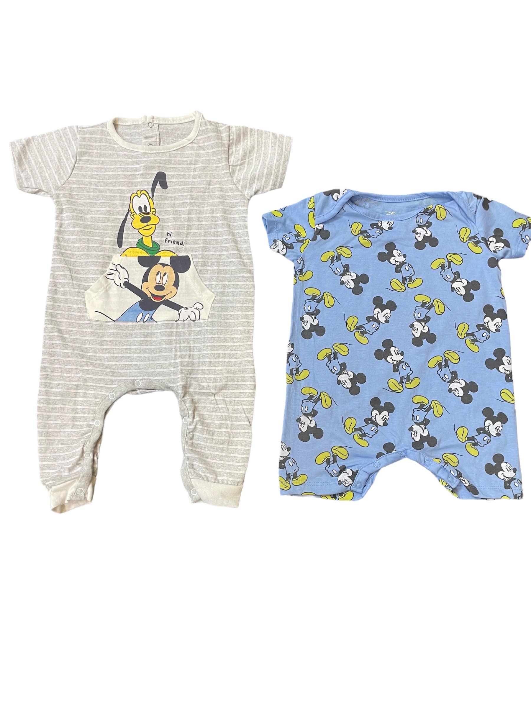 2-Piece Disney Mickey Short Sleeve Romper Blue/Grey