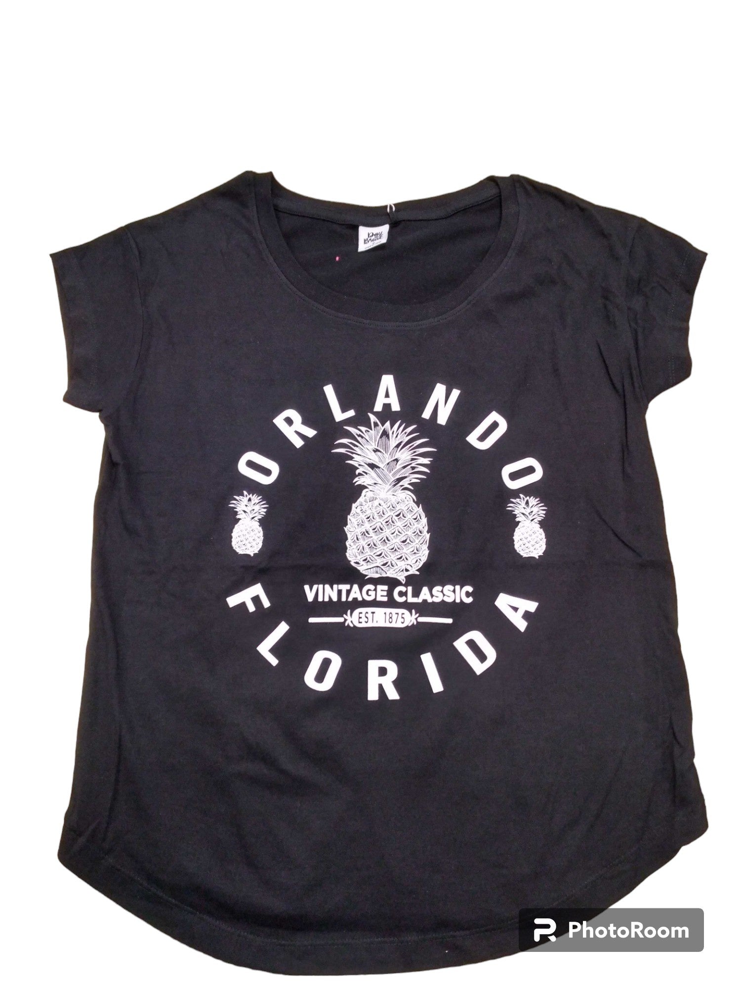 Black Ladies Short Sleeve T-Shirt Folded Detail on Sleeves