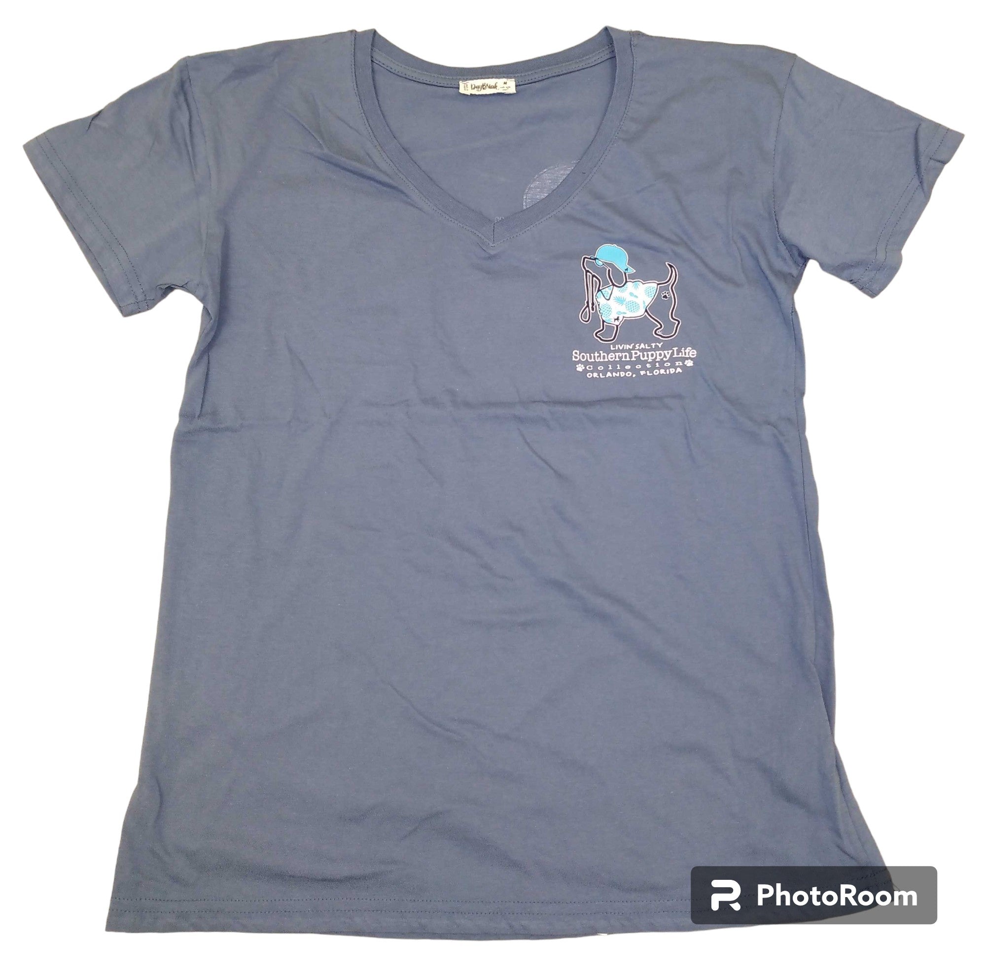 Blue Jean Ladies Solid V-Neck Short Sleeve Top