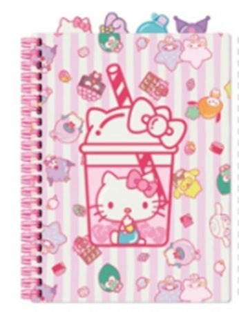 Hello Kitty in Sippy Cup Tab journal 60 Sheets Pink Stripe