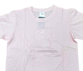 Florida 3 Palm Tree Embroidery Pink T-shirt