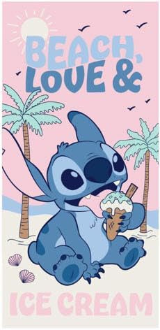 Stitch Enjoying Ice Cream 27"x54" Disney Beach Towel