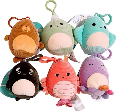 3.5" Clip-on Squishmallow Corduroy Sealife