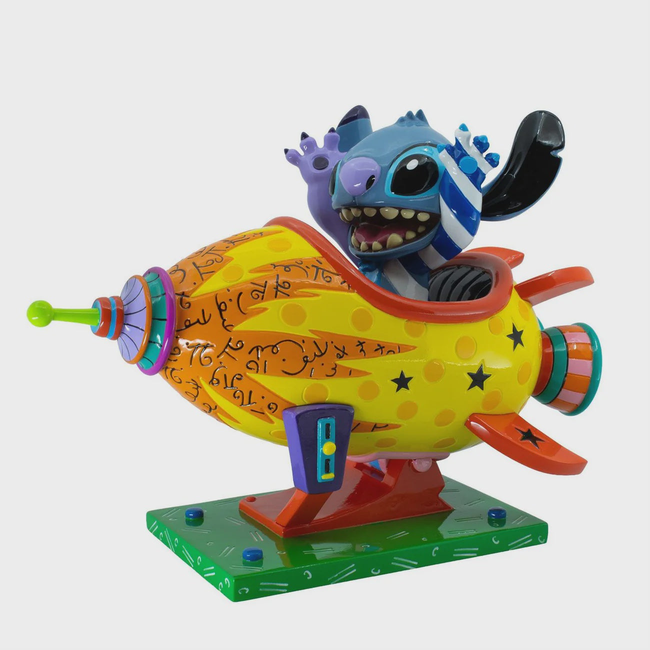 Disney Britto Stitch Rocket Ship 6.5-Inch Hand-Painted Figurine