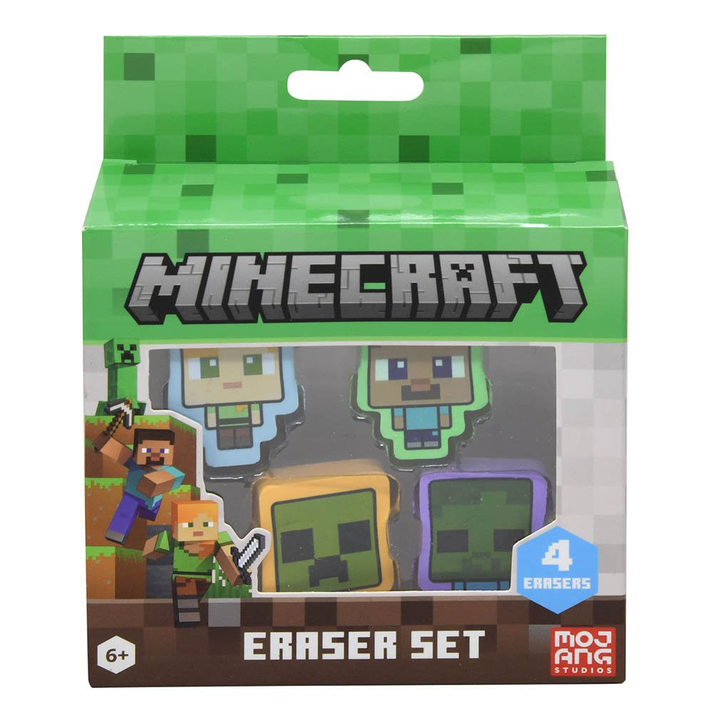 Minecraft 4pk Shaped Erasers in Box