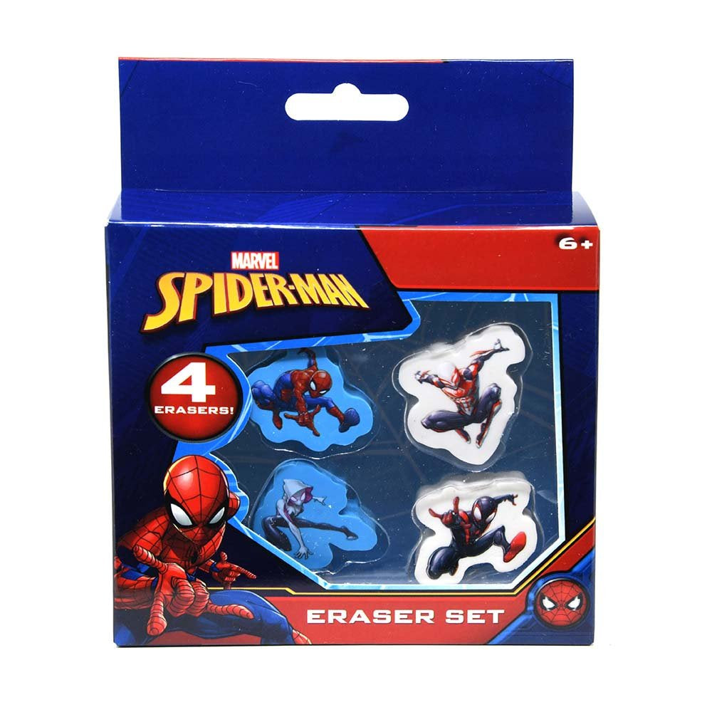 Spiderman 4pk Shaped Erasers in Box