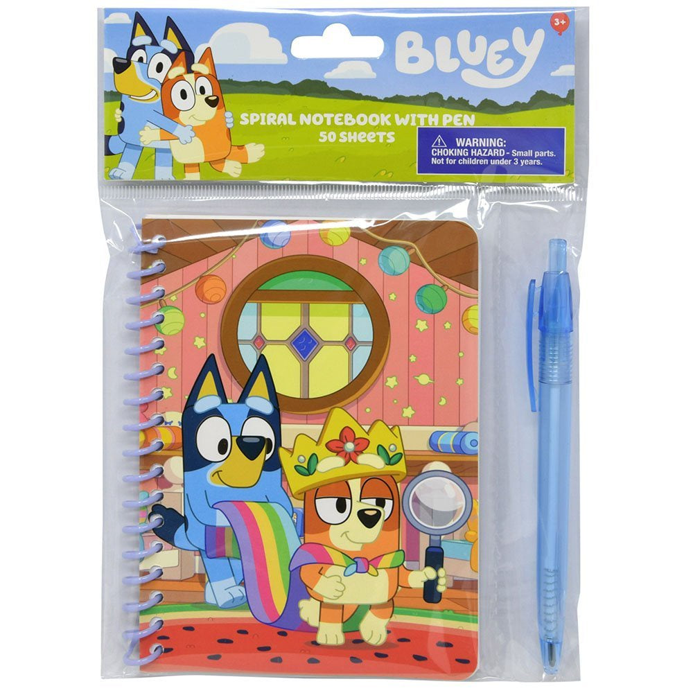 Bluey Spiral Notebook with Pen in Poly Bag with Header 50 Sheets
