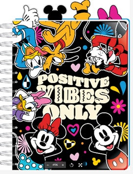 Disney Mickey Mouse Tab Journal Notebook for Kids, Spiral Bound, 96 Lined Pages, 8 x 7 inches, Black