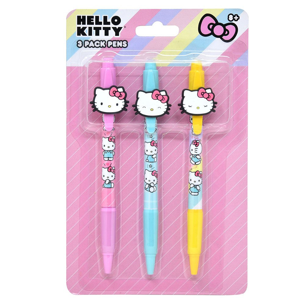Hello Kitty 3pk Pens with Rubber .