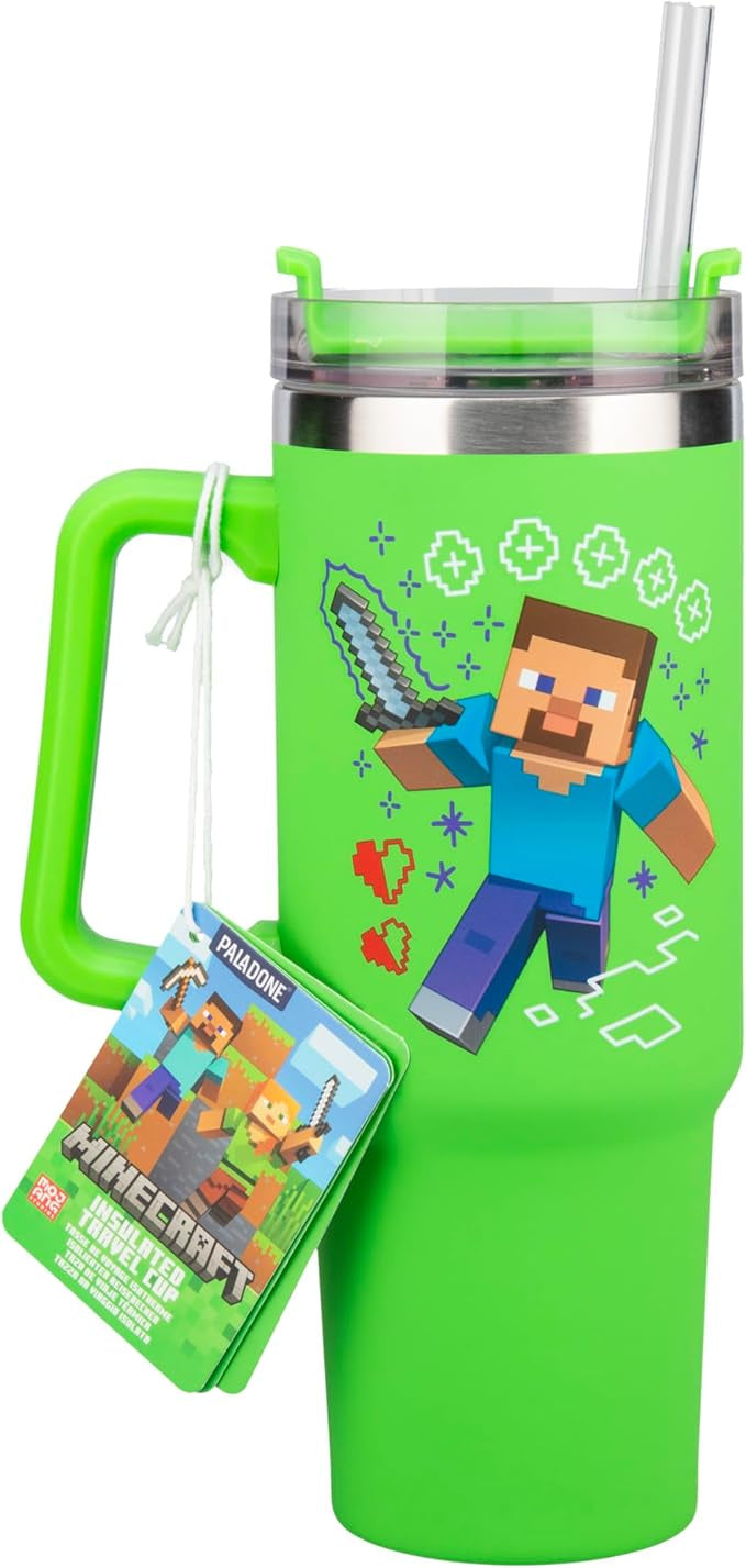 Minecraft Green 900ml Insulated Cup and Straw Tumblar