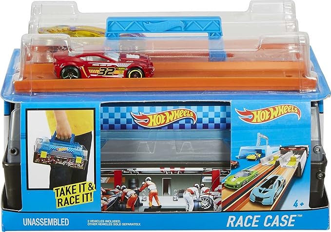 Hot Wheels Race Case Track Set with 2 Hot Wheels Cars