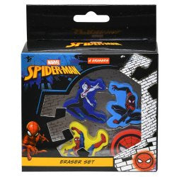 Marvel Spiderman 4pk Shaped Erasers in Black Box