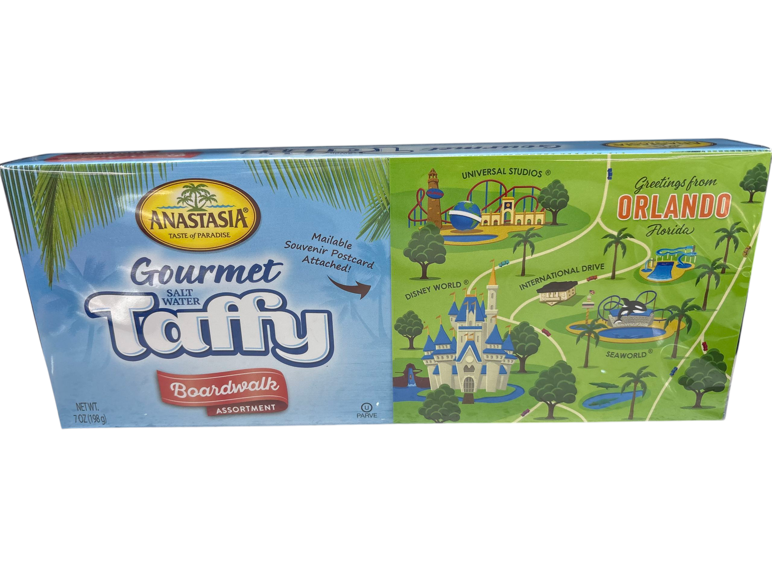 Florida Post Card Map Gourmet Taffy Gable Box 7oz