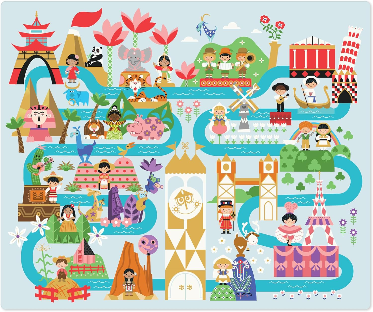 Hallmark Disney Throw Blanket, 60" x 50" (It's a Small World Map) Gift for Birthday, Christmas, Kids
