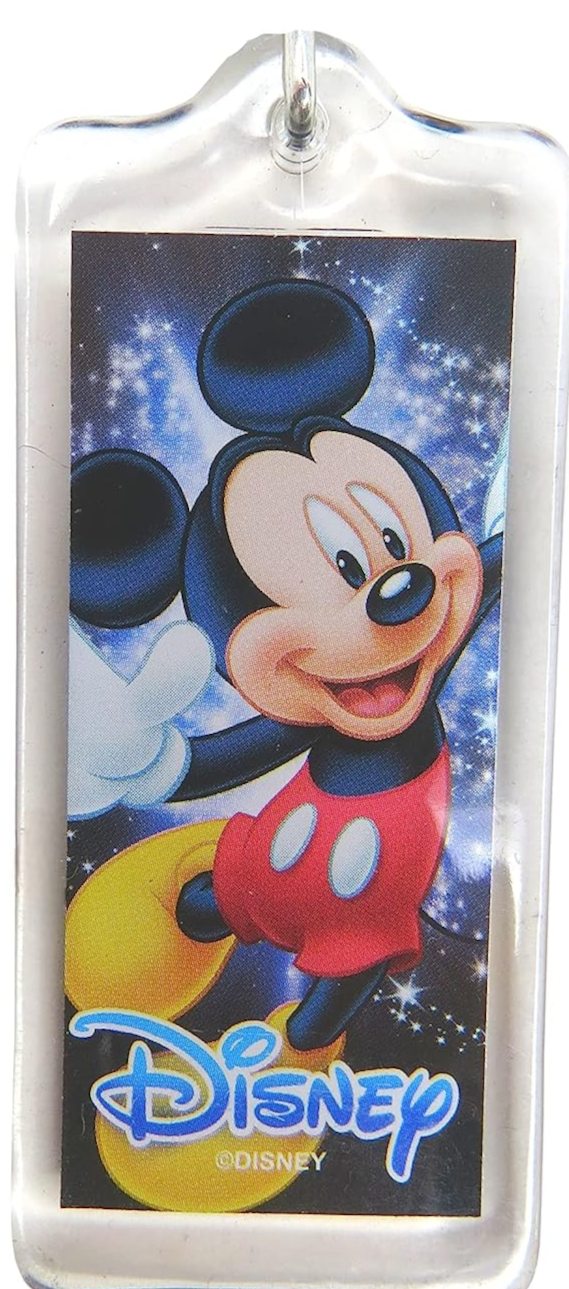 Blue Background Mickey Mouse with Disney Lucite Souvenir Keychain