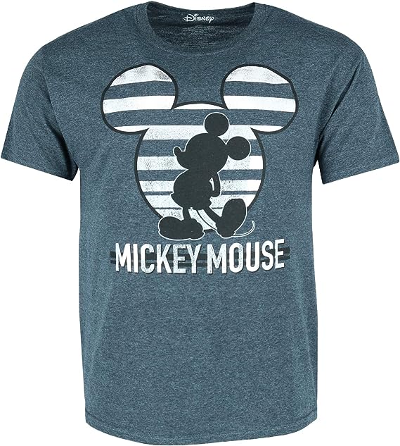 Jerry Leigh Men's Mickey Mouse Striped Icon T-Shirt