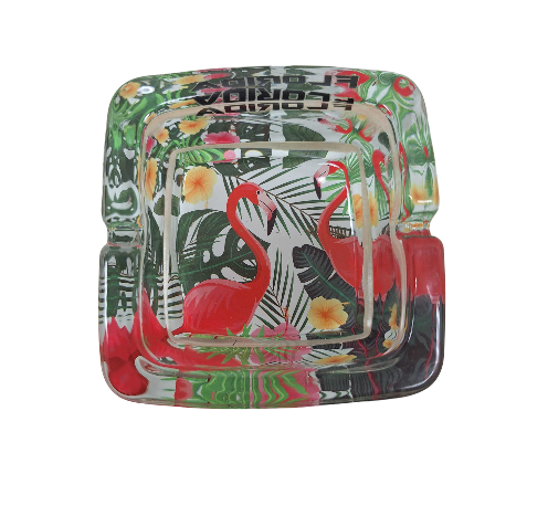 Flamingo Square Glass Ashtray