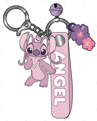 Stitch Angel 3D Figural Keychain-W/Wristlet Charm