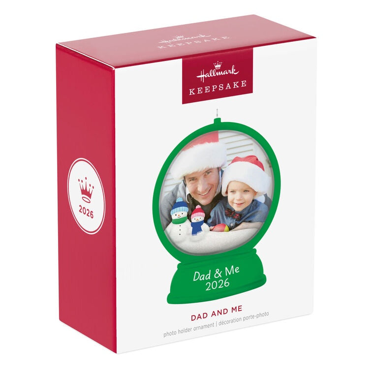 Dad and Me Green Snow Globe Frame Keepsake Ornament