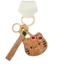 Kitty Head Fashion Crystal Keychain - Gold