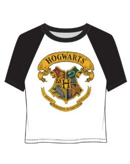 Junior Harry Potter Crest Raglan Baby Tee White/Black