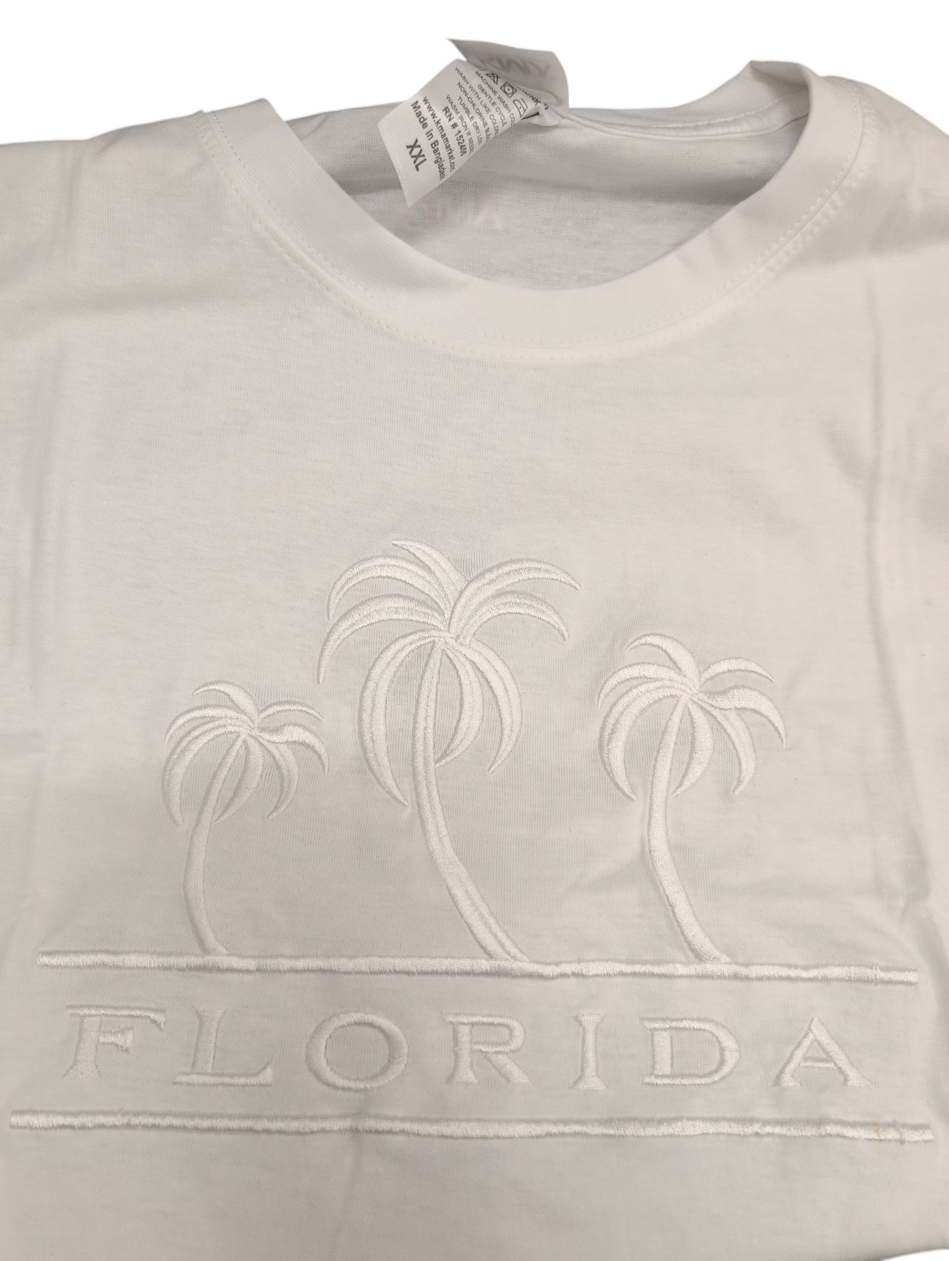 Florida 3 Palm Tree Embroidery White T-shirt