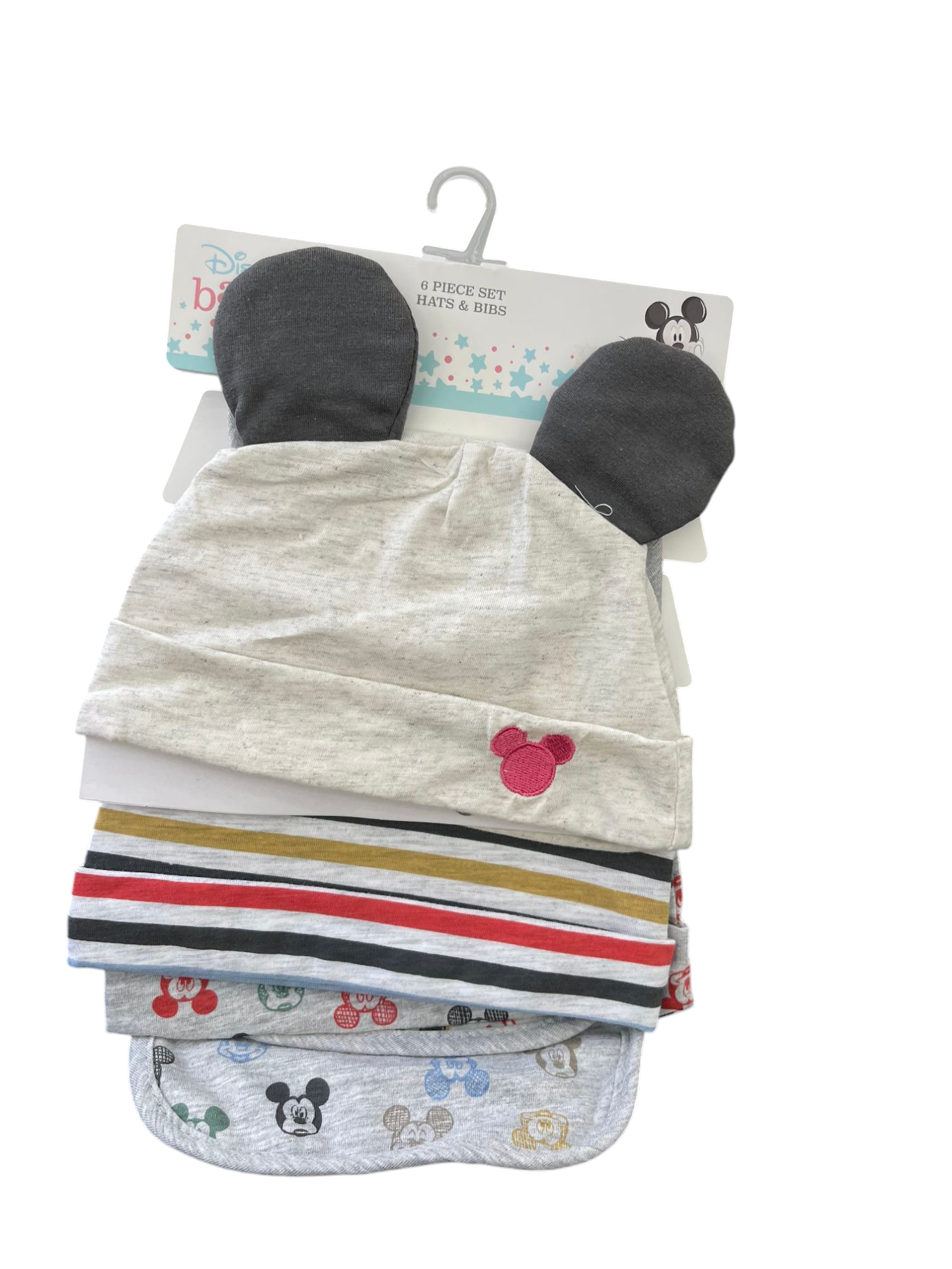 Disney Baby Mickey Mouse 6pc Hats And Bibs Set One Size