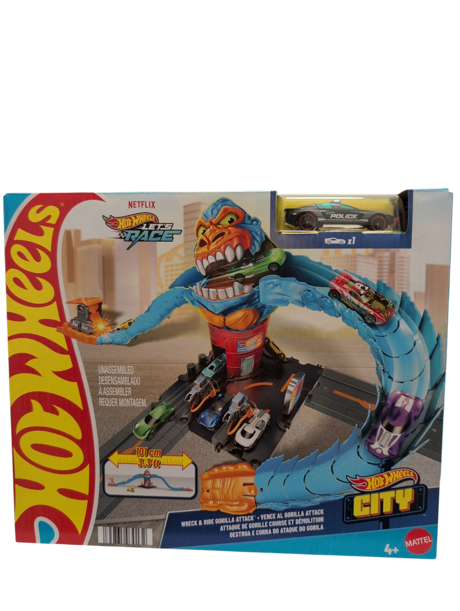 Hot Wheels City Toy Car Track Set, Gorilla Grapple Playset