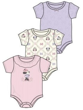 Disney Minnie Mouse Icon Baby Girls 3PK Bodysuits