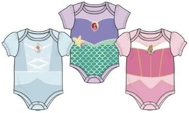 Disney Princess Mix Baby Girls 3PK Bodysuits