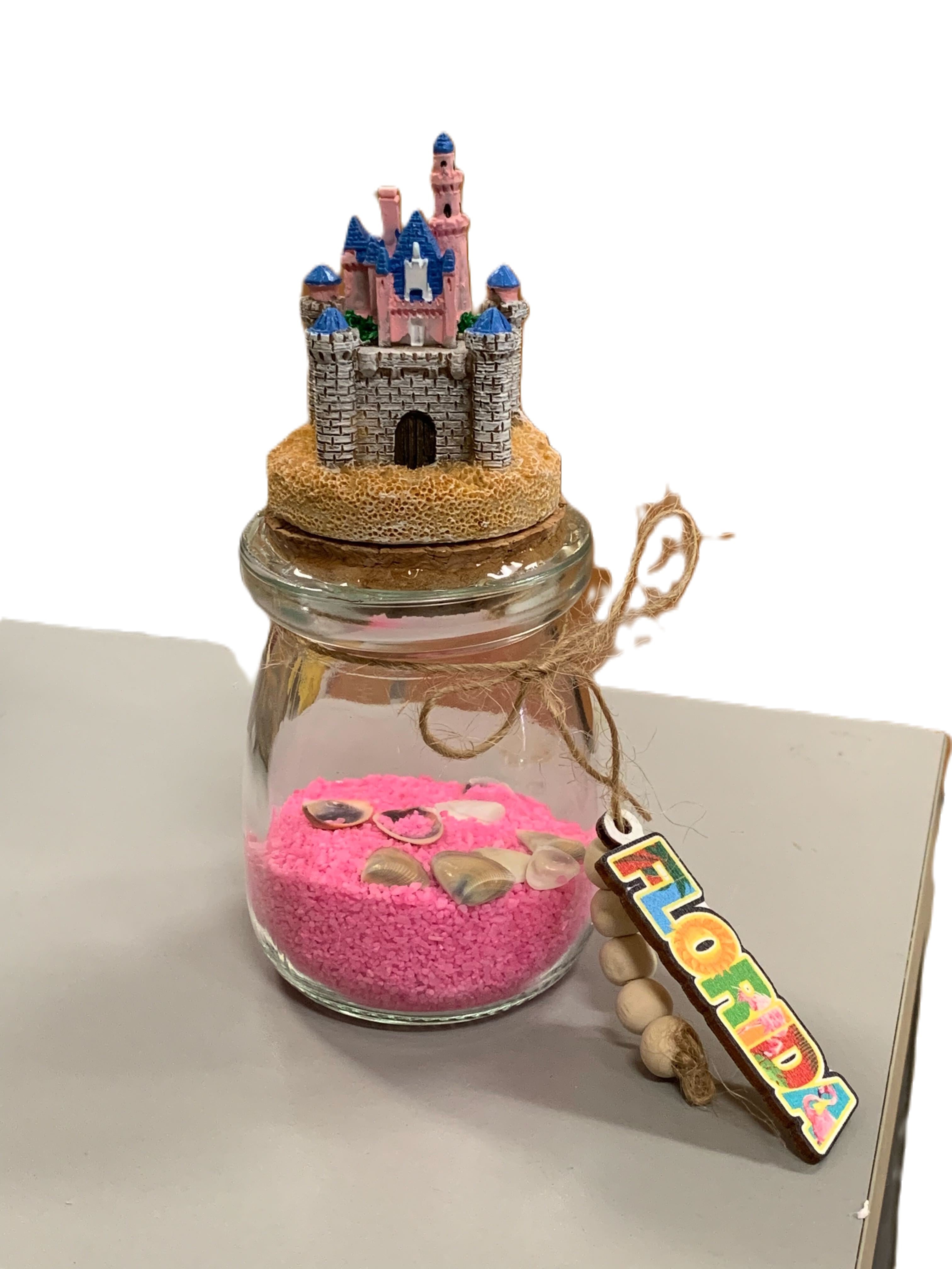 Pink Sand Bottle W/ Castle Top