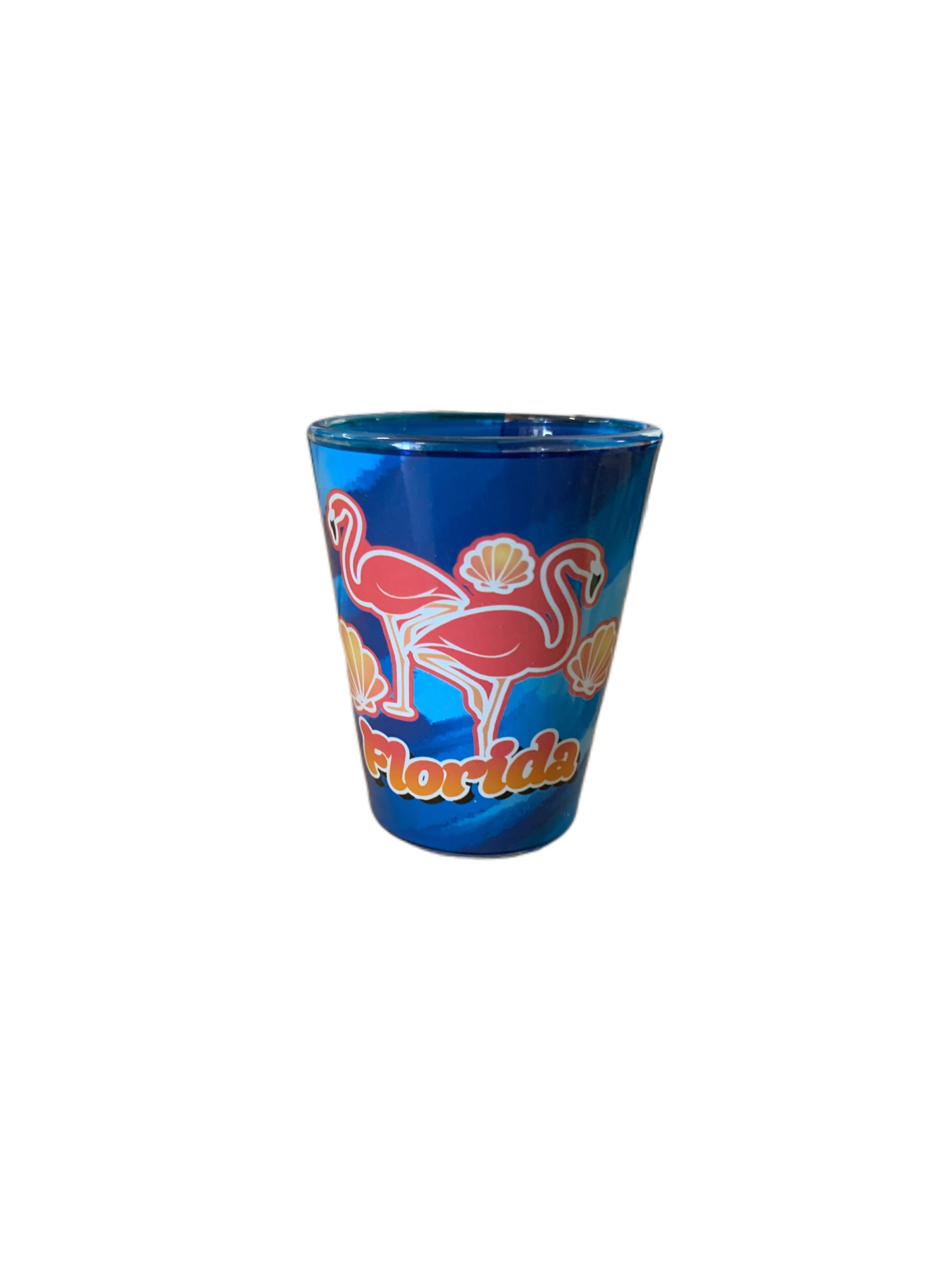 Florida Flamingo Blue Shot Glass