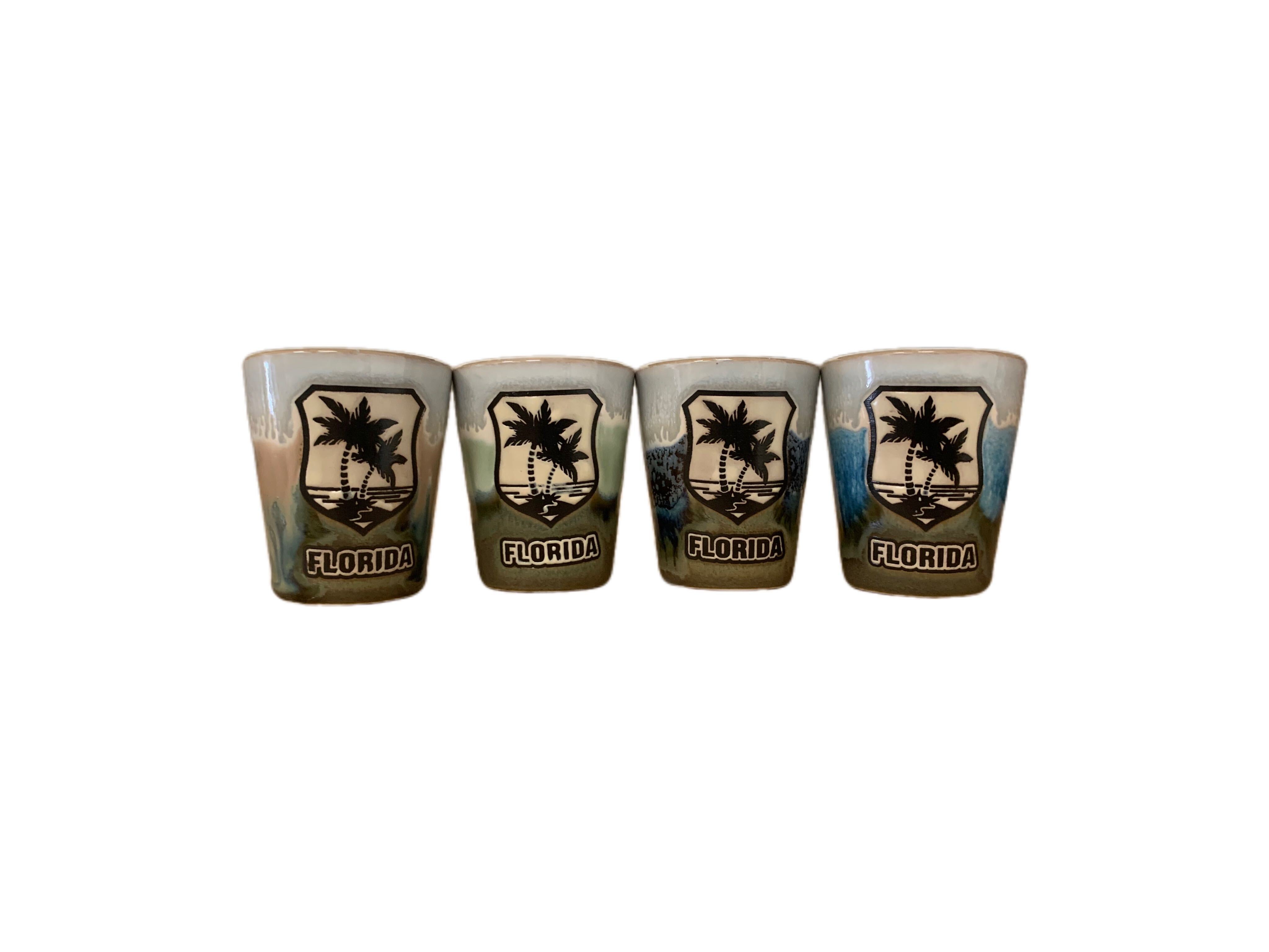 Florida Palm Shield Ceramic Shot Glass Asst. Colors