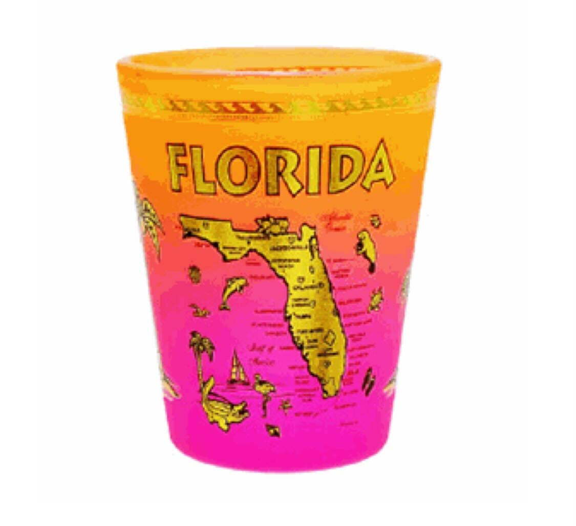 Florida Tye dye Gold Shot glass
