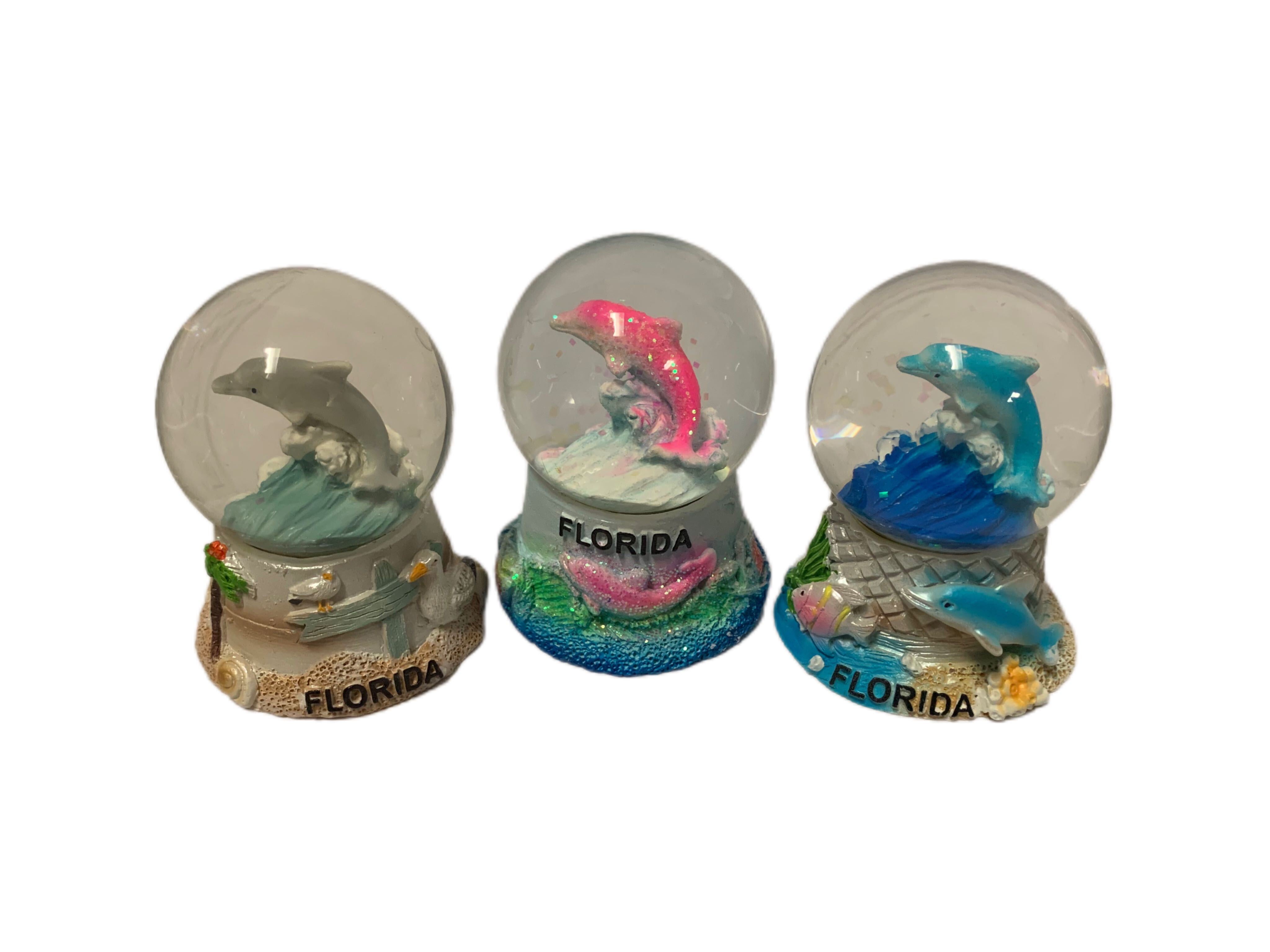 Small Florida Dolphin In Waves Polyresin Water Globe 1pc