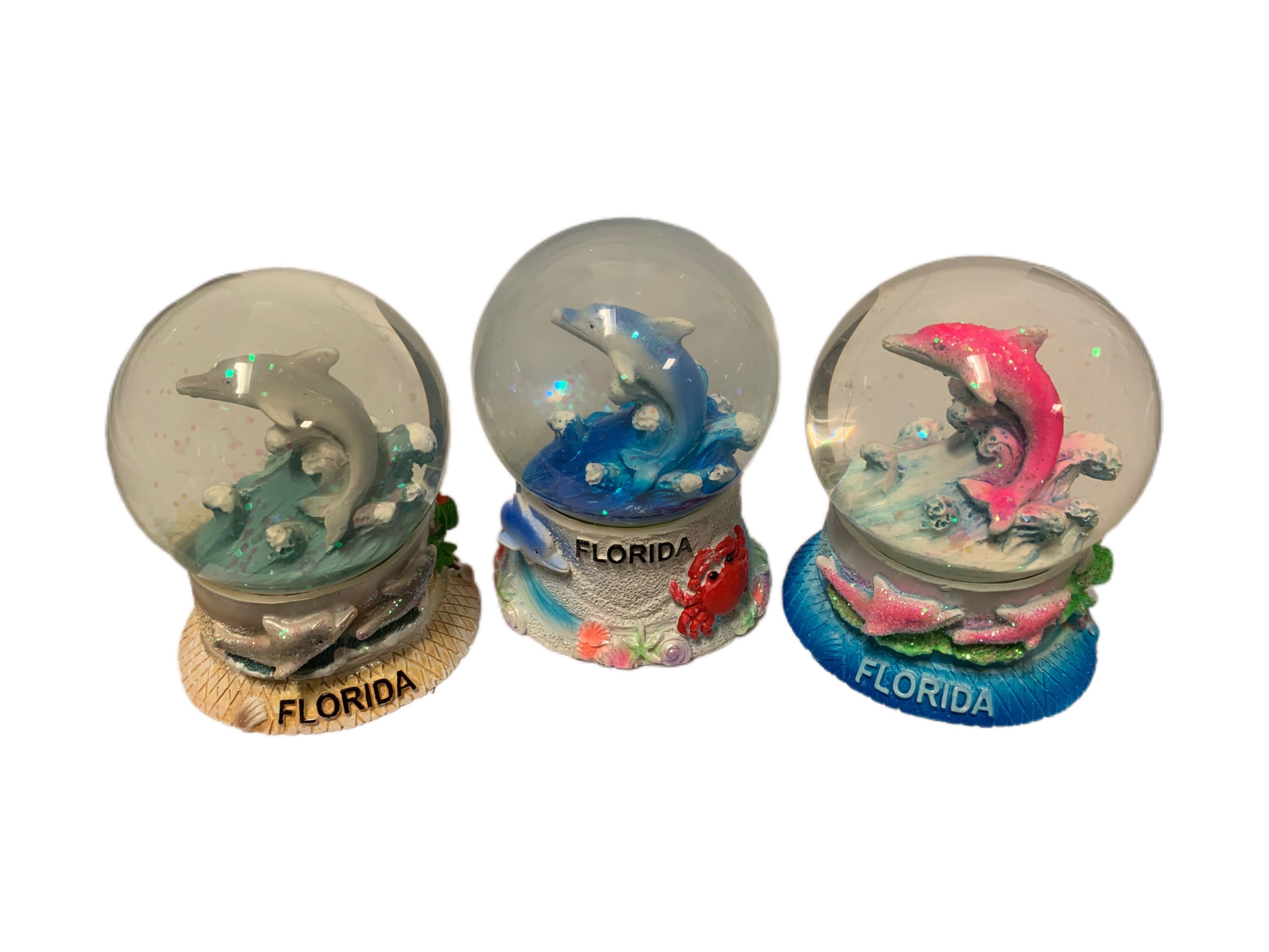 Big Florida Dolphin In Waves Polyresin Water Globe 1pc