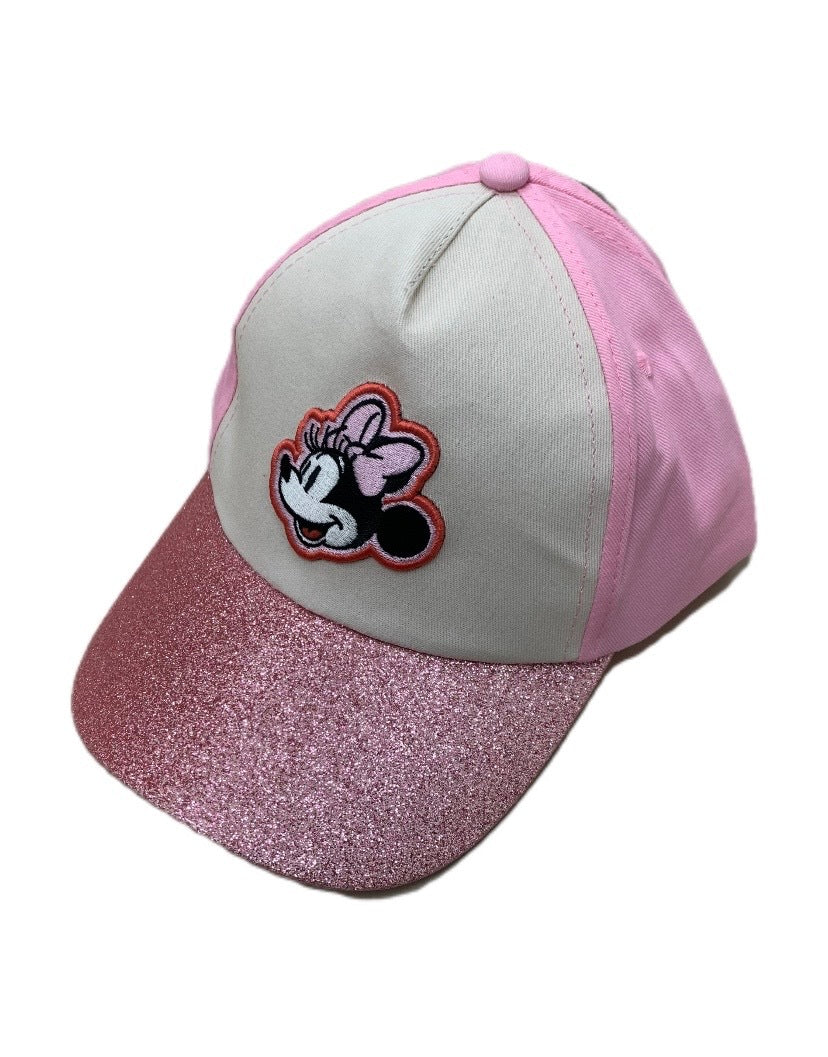 Minnie Mouse Glitter Brim Emb. Patch Pink Girl Hat