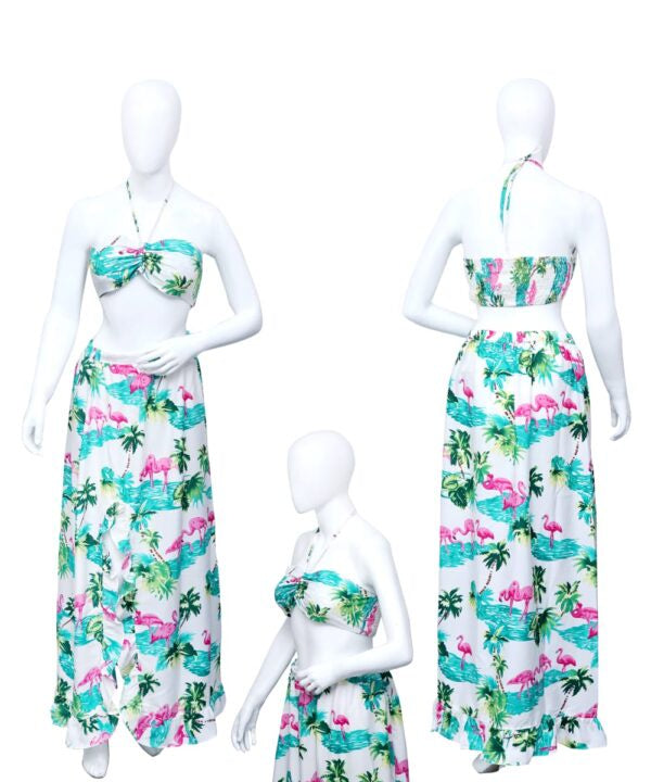 Ladies Hawaiian Adjustable Waist/Bra Skirt Halter Set Assrt