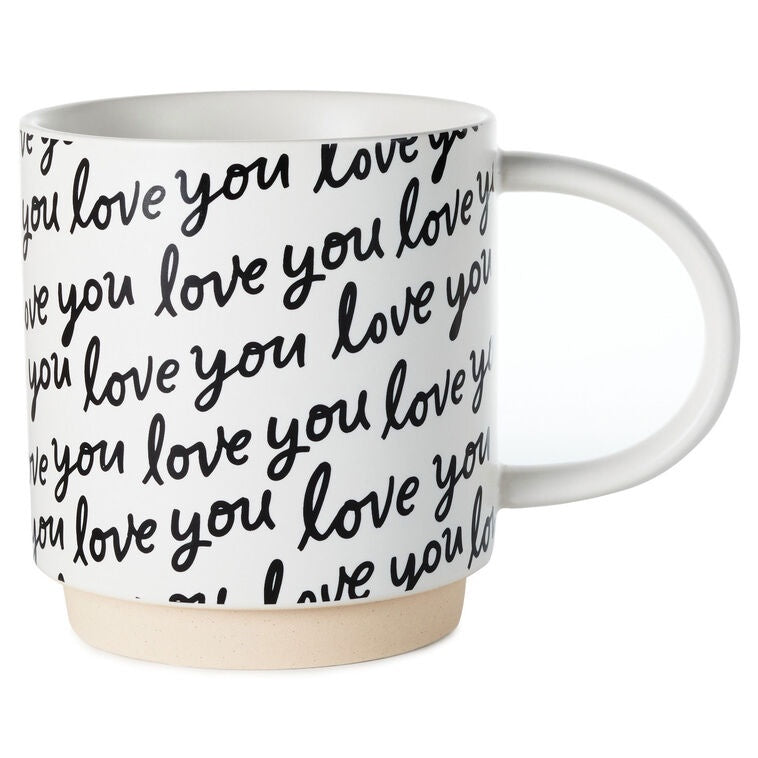 Love You Script Black and White Mug, 16 oz.