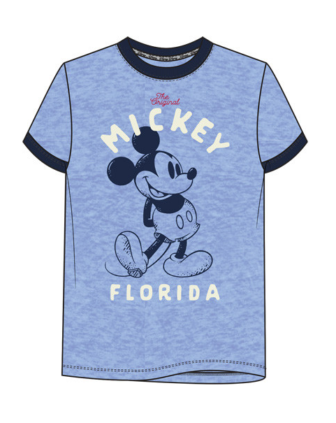 Disney Adult FL Simple Mickey Ringer Tee Heather Blue