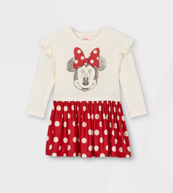 Disney Minnie Mouse Baby Long Sleeve Polka Dress Off white, 12M Disney Minnie Mouse Baby Long Sleeve Polka Dress Off white, 12M
