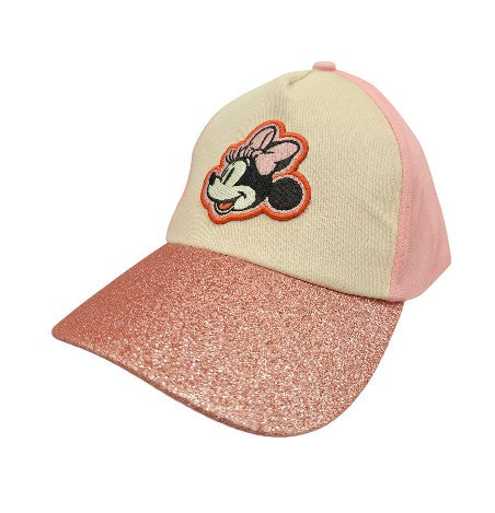 Minnie Mouse Glitter Brim Emb. Patch Pink Girl Hat