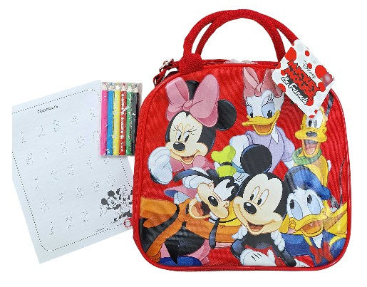 Mickey & Friends Lunch Box w/ Color Crayon & Letters & Numbers sheets
