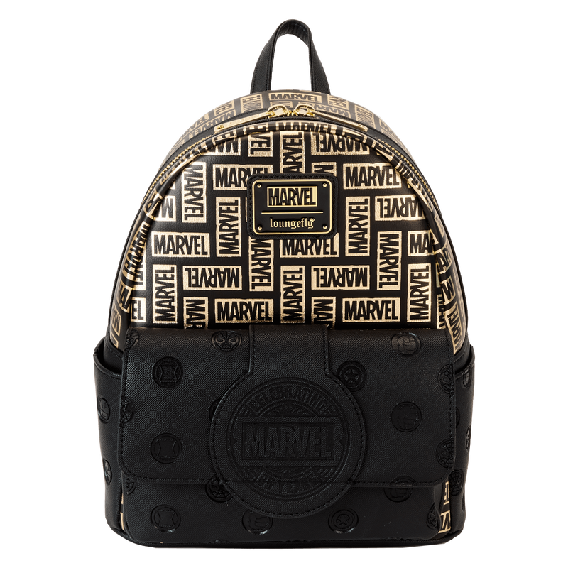 avengers leather backpack Buy Comiclyfe Marvel Assemble 40L Black Laptop with Sling Loop | Vegan | Durable & Water-Resistant Multi-Pocket with Hanging Round Pouch | Unisex Adults | Office, Travel and debossed details Marvel 85th Anniversary All-Over Print