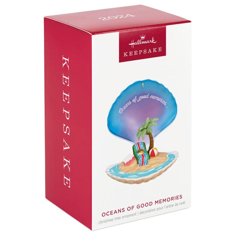 Hallmark Keepsake Ornamento Natalizio 2024 "Oceani Di Buoni Ricordi" - Conchiglia Con Spiaggia E Palma - Regalo A Tema Mare - 5