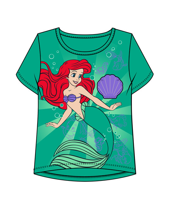 Disney Girl Youth  Ariel & Friends Pocket Tee Mint