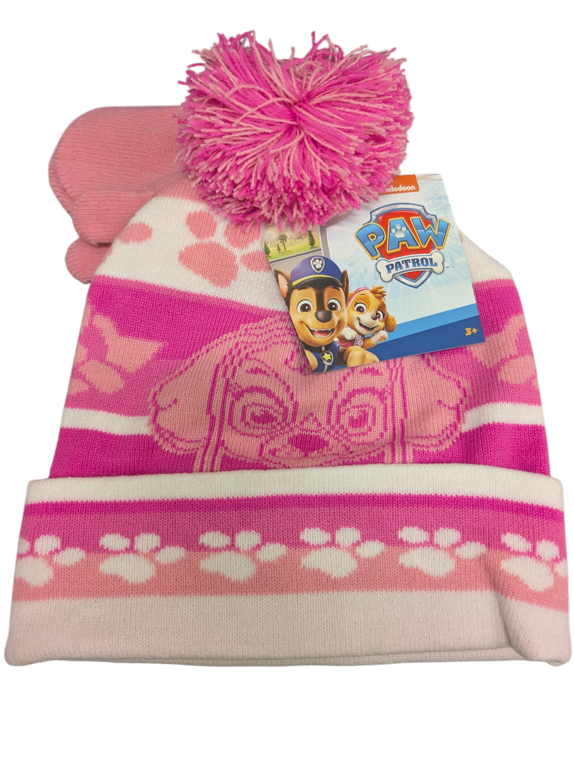 Paw Patrol Skye Adorable Pink Beanie Mitten- Set